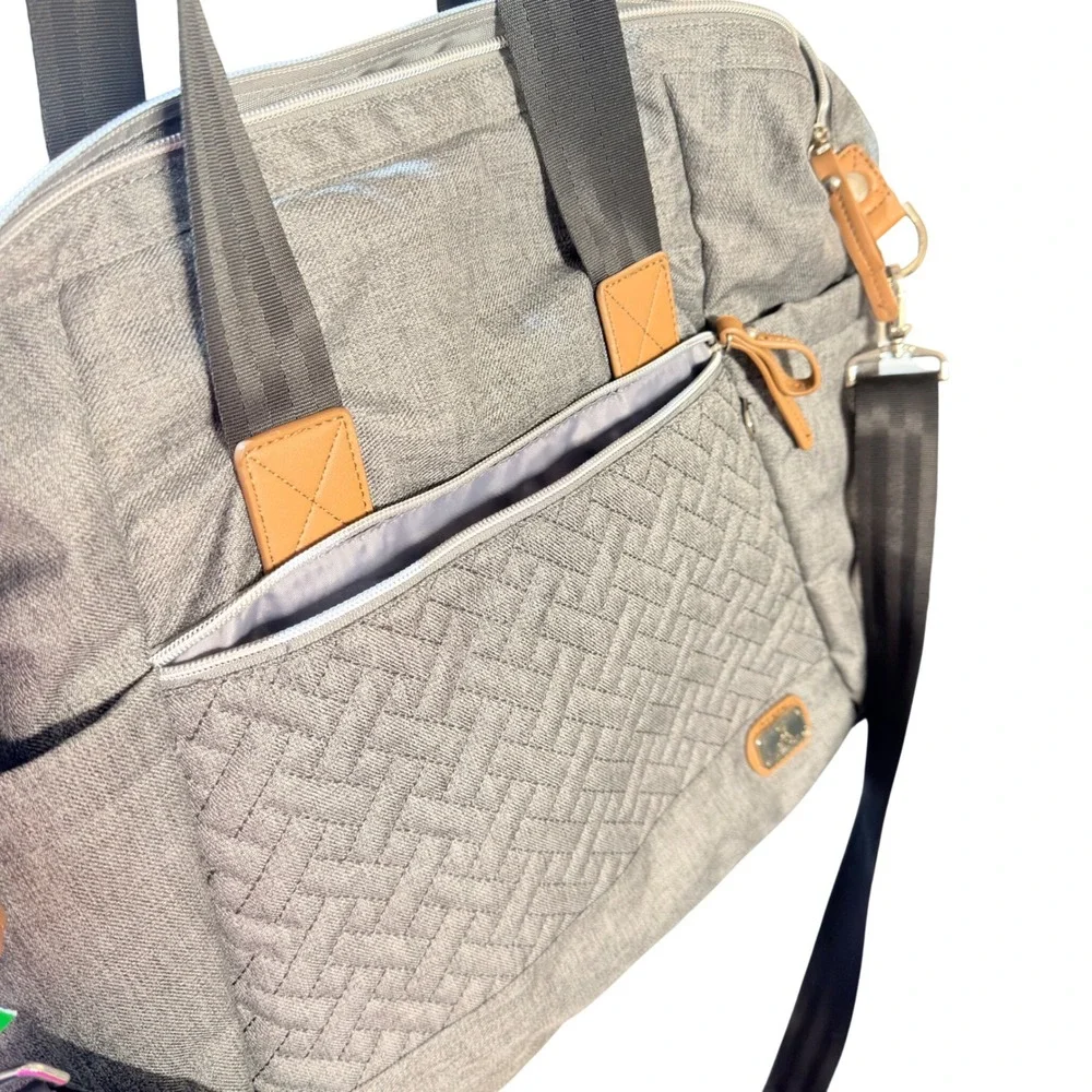 Dikaslon Diaper Bag Tote Unisex Gray Polyester Woven Travel Weekender Minimalist